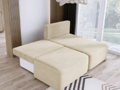 Designer Ecksofa Tilia Cord mit Schlaffunktion und Stauraum