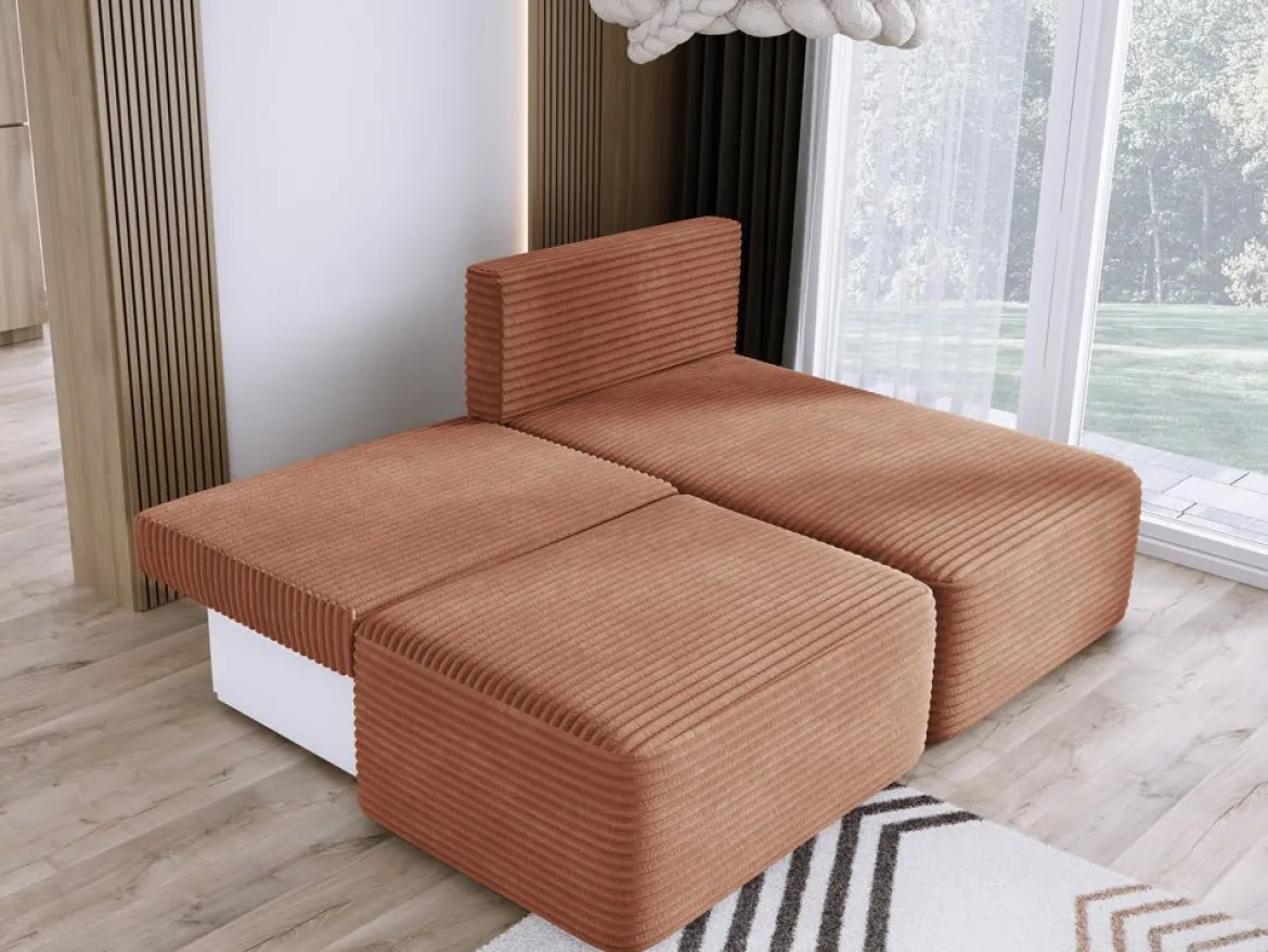 Designer Ecksofa Tilia Cord mit Schlaffunktion und Stauraum