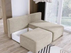 Designer Ecksofa Tilia Cord mit Schlaffunktion und Stauraum