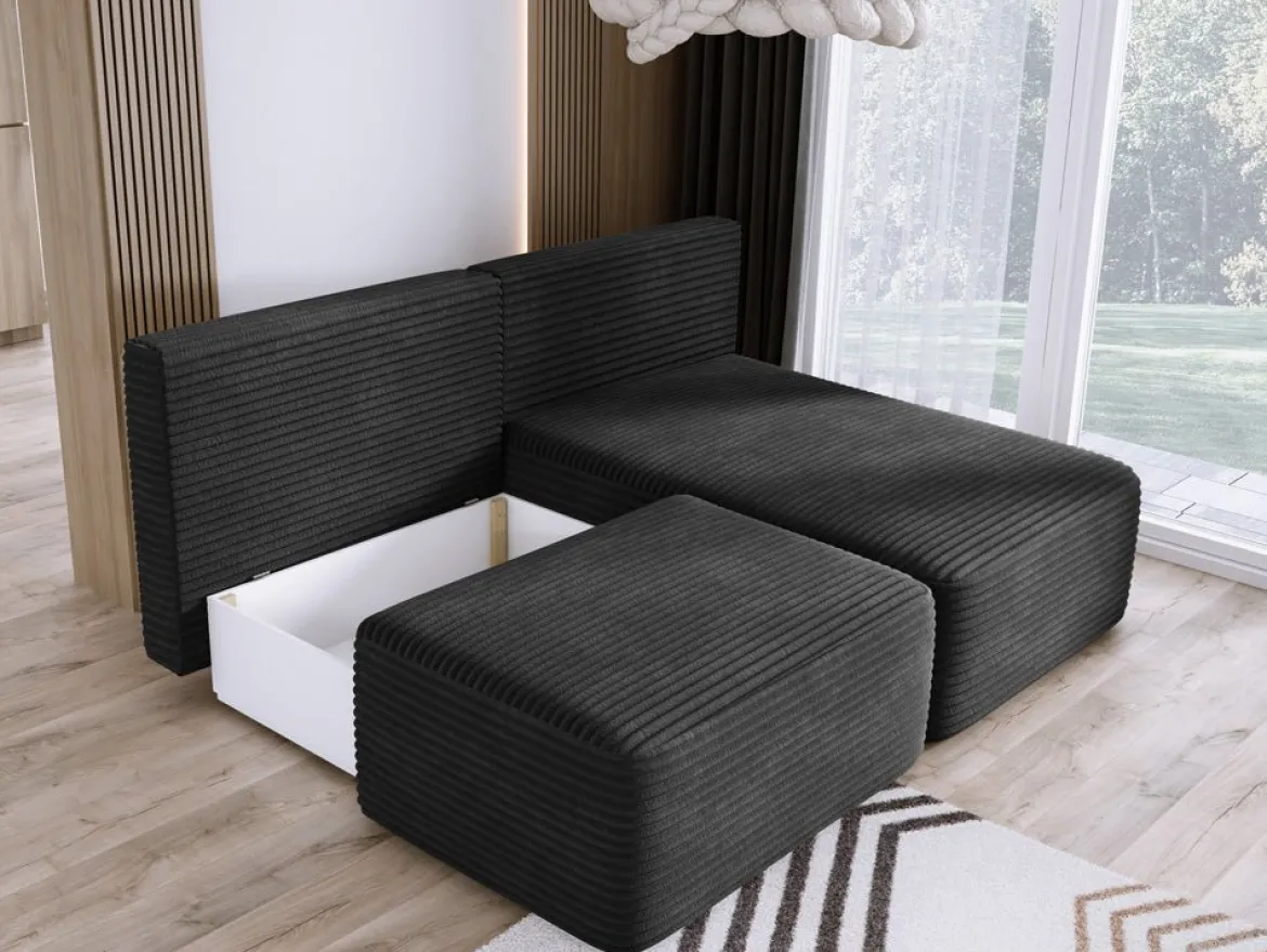 Designer Ecksofa Tilia Cord mit Schlaffunktion und Stauraum