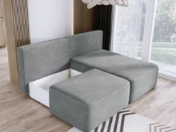Designer Ecksofa Tilia Cord mit Schlaffunktion und Stauraum