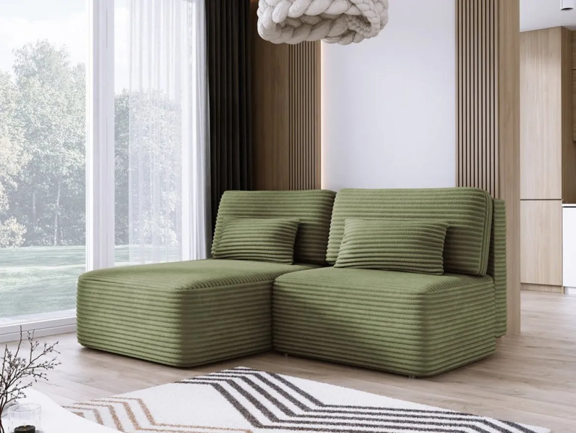 Designer Ecksofa Tilia Cord mit Schlaffunktion und Stauraum