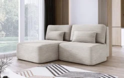 Designer Ecksofa Tilia Cord mit Schlaffunktion und Stauraum