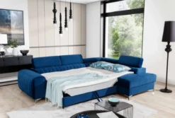 Designer Ecksofa Tirenni mit Schlaf- und Klappfunktion