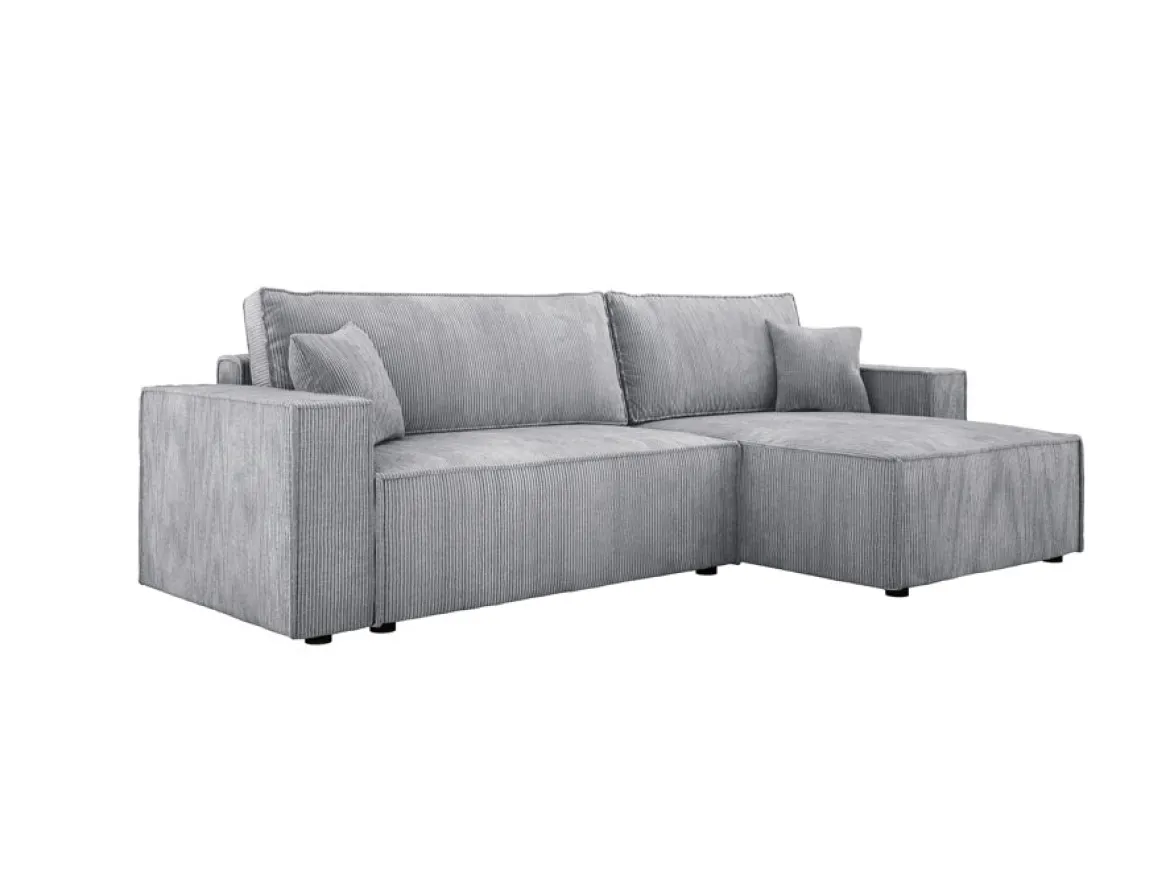 Designer Ecksofa Velanova mit Schlaffunktion und Stauraum aus Cord