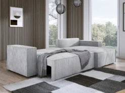 Designer Ecksofa Velanova mit Schlaffunktion und Stauraum aus Cord