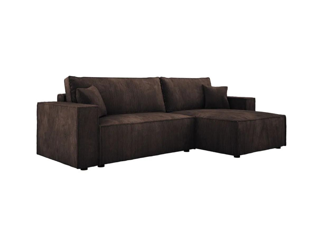 Designer Ecksofa Velanova mit Schlaffunktion und Stauraum aus Cord