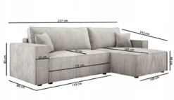 Designer Ecksofa Velanova mit Schlaffunktion und Stauraum aus Cord