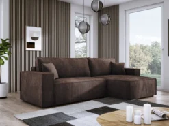 Designer Ecksofa Velanova mit Schlaffunktion und Stauraum aus Cord