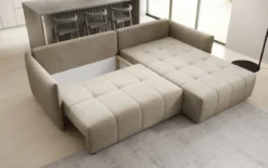 Designer Ecksofa Velaro mit Schlaf- und Klappfunktion in Samt