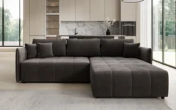 Designer Ecksofa Velaro mit Schlaf- und Klappfunktion in Samt