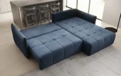 Designer Ecksofa Velaro mit Schlaf- und Klappfunktion in Samt