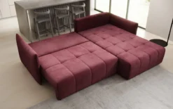 Designer Ecksofa Velaro mit Schlaf- und Klappfunktion in Samt