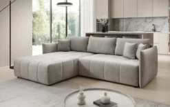 Designer Ecksofa Velaro mit Schlaf- und Klappfunktion in Samt
