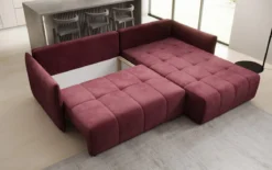 Designer Ecksofa Velaro mit Schlaf- und Klappfunktion in Samt