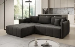 Designer Ecksofa Velaro mit Schlaf- und Klappfunktion in Samt