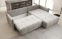 Designer Ecksofa Velaro mit Schlaf- und Klappfunktion in Samt