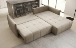 Designer Ecksofa Velaro mit Schlaf- und Klappfunktion in Samt