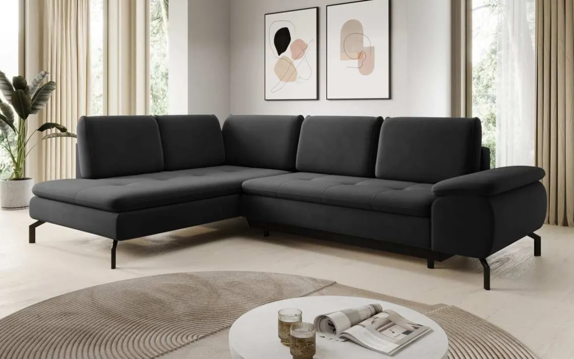 Designer Ecksofa Verila L mit Schlaf- und Klappfunktion