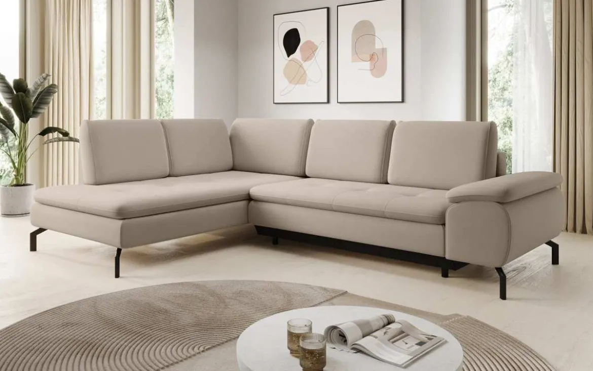 Designer Ecksofa Verila L mit Schlaf- und Klappfunktion