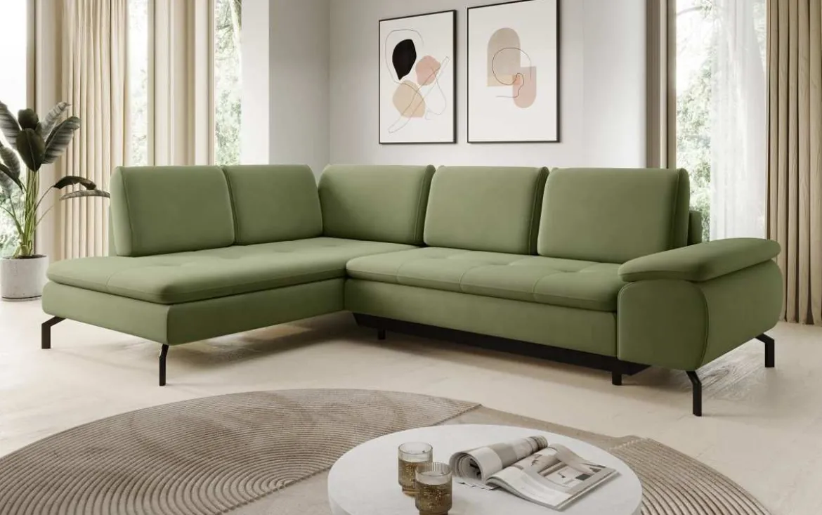 Designer Ecksofa Verila L mit Schlaf- und Klappfunktion