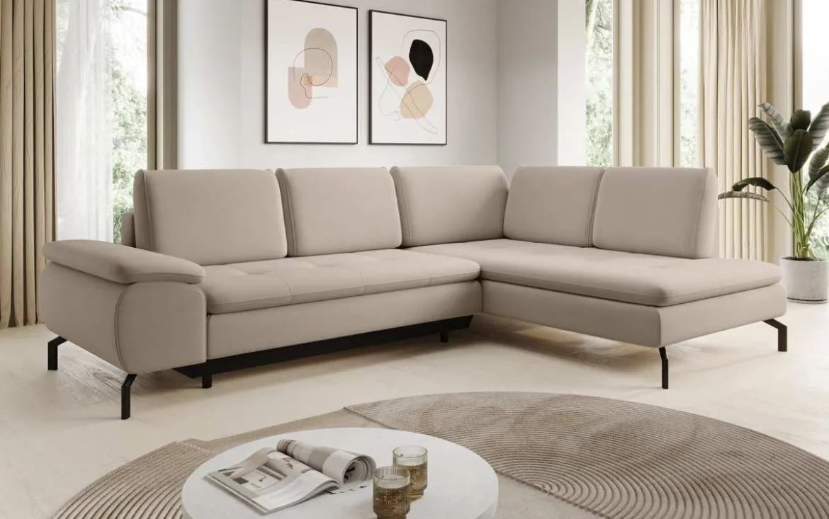 Designer Ecksofa Verila L mit Schlaf- und Klappfunktion