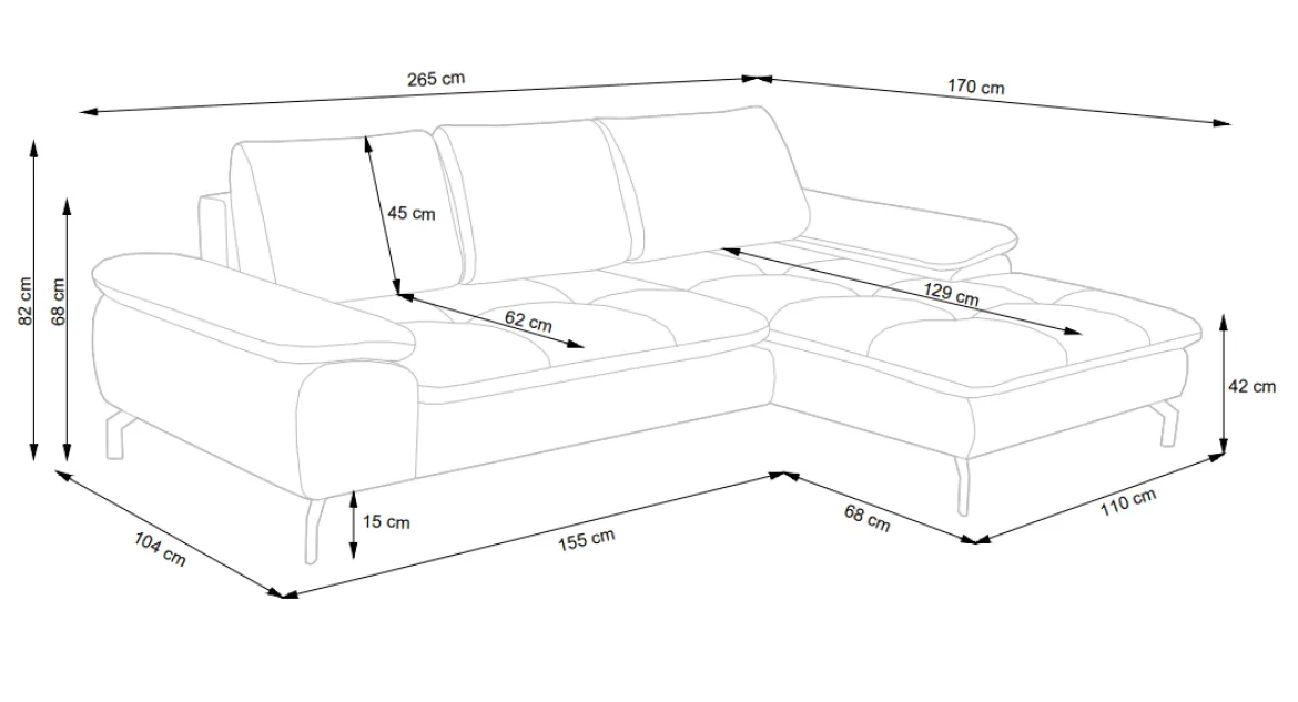 Designer Ecksofa Verila Mini mit Schlaf- und Klappfunktion