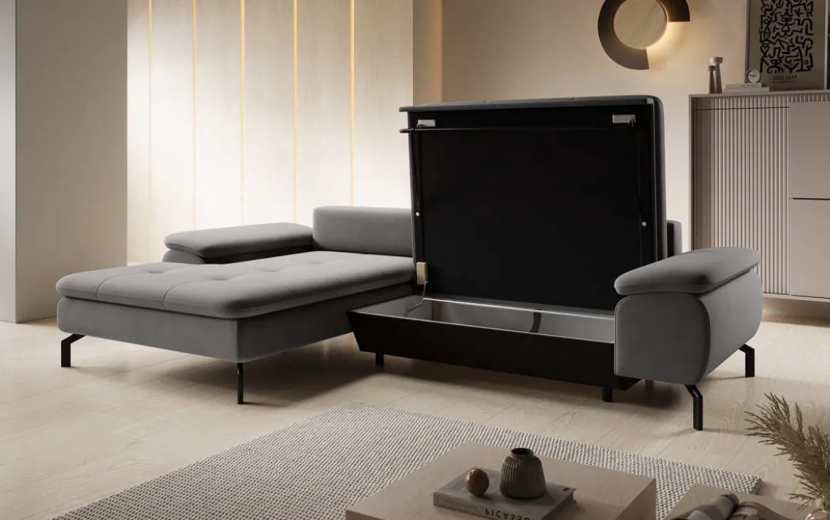 Designer Ecksofa Verila Mini mit Schlaf- und Klappfunktion