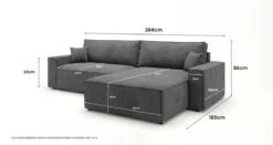 Designer Ecksofa Vienna mit Schlaf- und Klappfunktion in Cord