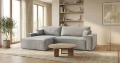 Designer Ecksofa Vienna mit Schlaf- und Klappfunktion in Cord