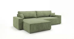 Designer Ecksofa Vienna mit Schlaf- und Klappfunktion in Cord