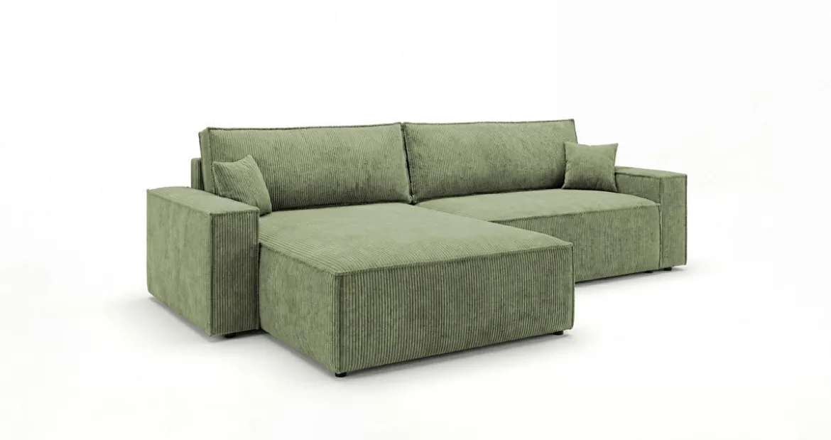 Designer Ecksofa Vienna mit Schlaf- und Klappfunktion in Cord