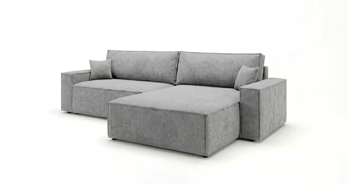 Designer Ecksofa Vienna mit Schlaf- und Klappfunktion in Cord