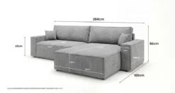Designer Ecksofa Vienna mit Schlaf- und Klappfunktion in Cord