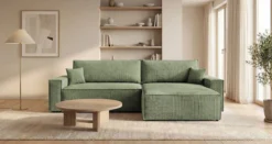 Designer Ecksofa Vienna mit Schlaf- und Klappfunktion in Cord