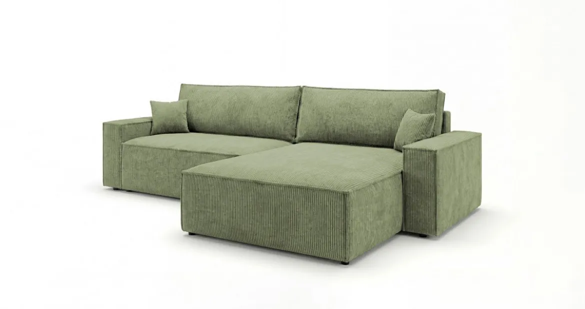 Designer Ecksofa Vienna mit Schlaf- und Klappfunktion in Cord