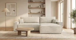 Designer Ecksofa Vienna mit Schlaf- und Klappfunktion in Cord