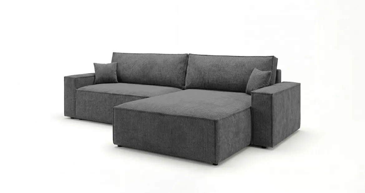 Designer Ecksofa Vienna mit Schlaf- und Klappfunktion in Cord
