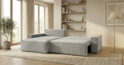 Designer Ecksofa Vienna mit Schlaf- und Klappfunktion in Cord