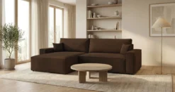 Designer Ecksofa Vienna mit Schlaf- und Klappfunktion in Cord