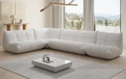 Designer Ecksofa Wohnlandschaft Calmo in Teddy Bouclé