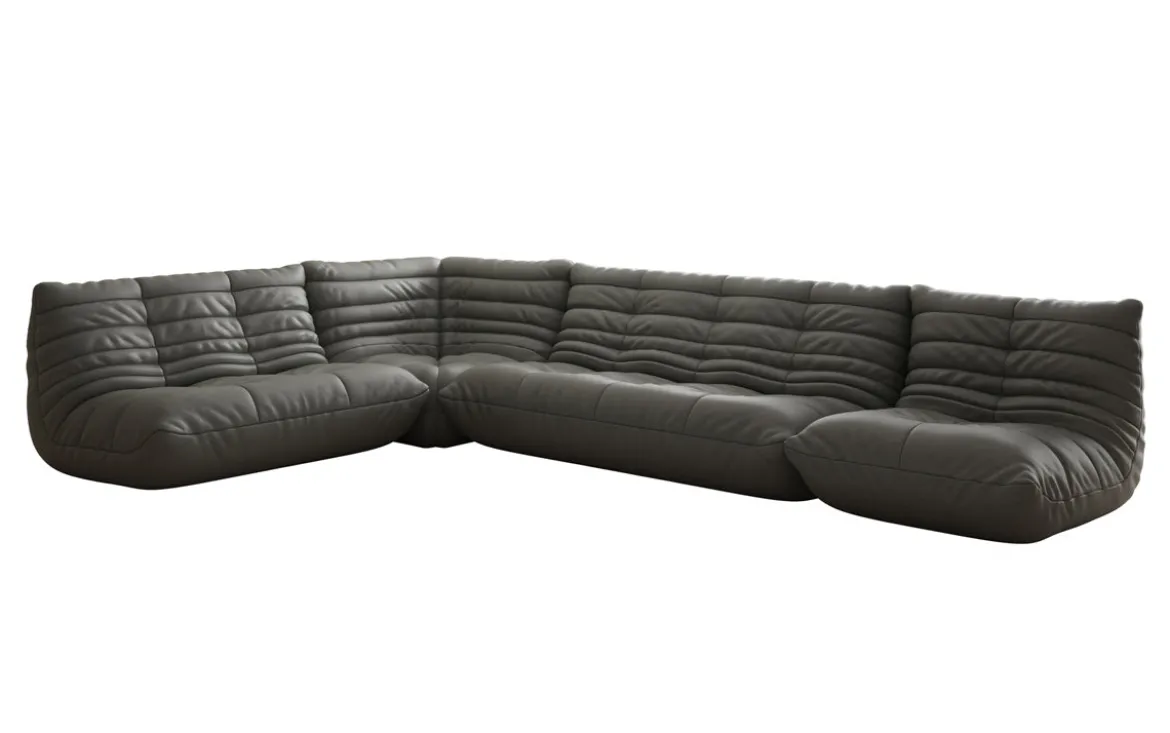 Designer Ecksofa Wohnlandschaft Calmo in Echtleder