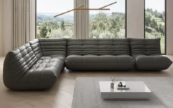 Designer Ecksofa Wohnlandschaft Calmo in Echtleder