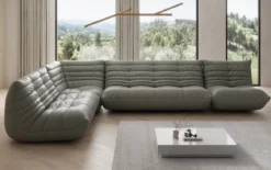 Designer Ecksofa Wohnlandschaft Calmo in Echtleder