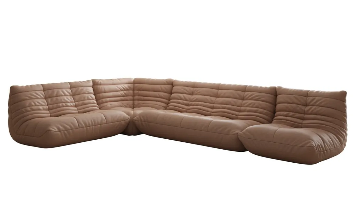Designer Ecksofa Wohnlandschaft Calmo in Echtleder