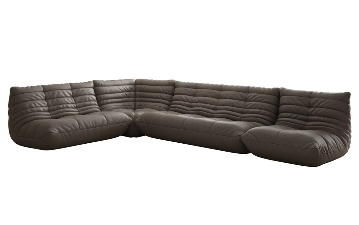 Designer Ecksofa Wohnlandschaft Calmo in Echtleder