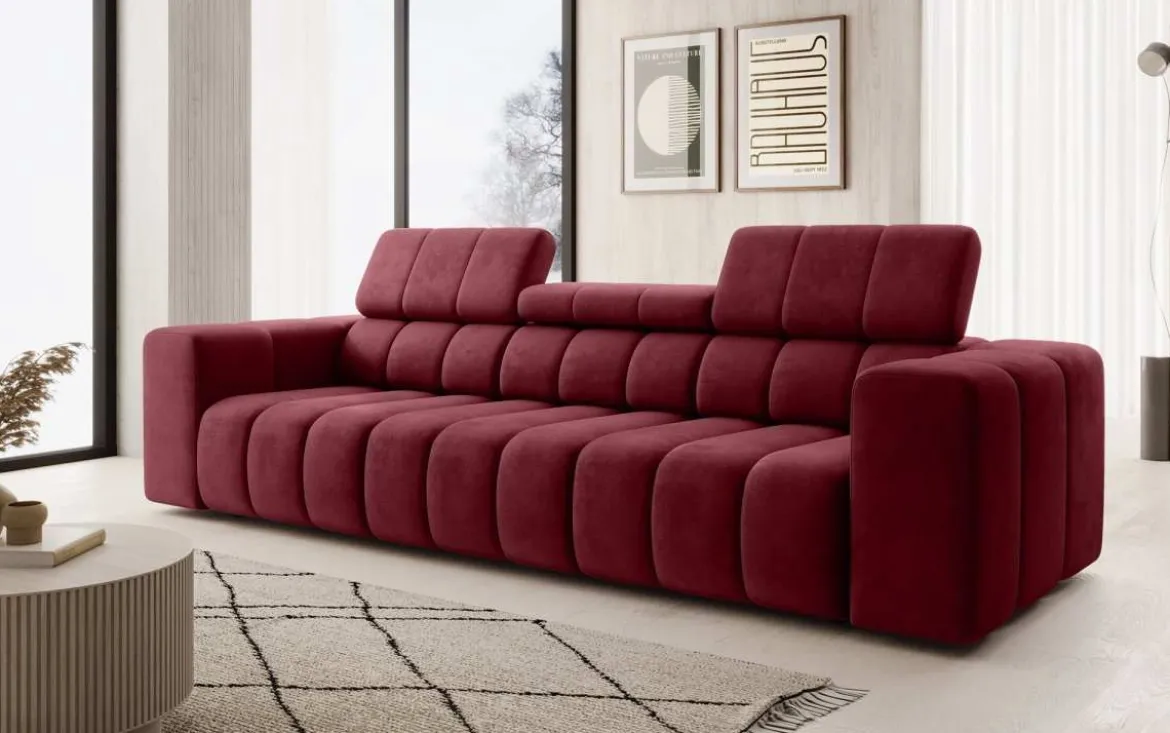 Designer 3er Sofa Aurora mit verstellbaren Kopfstützen