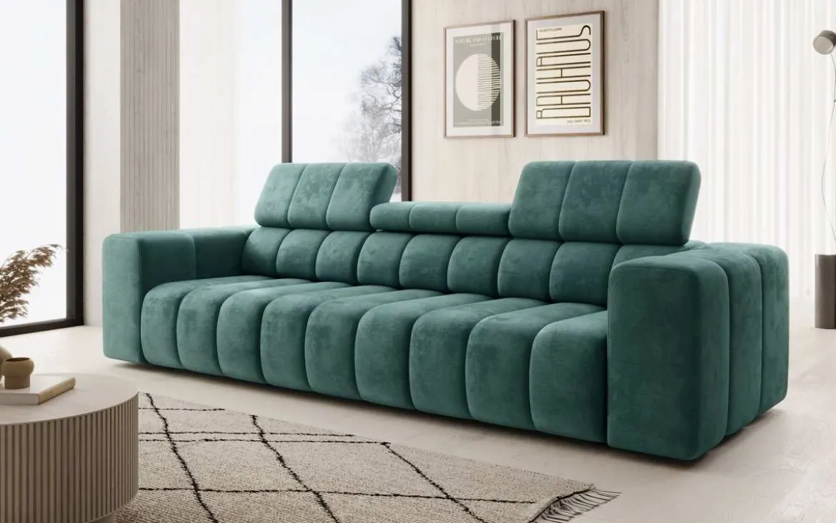 Designer 3er Sofa Aurora mit verstellbaren Kopfstützen