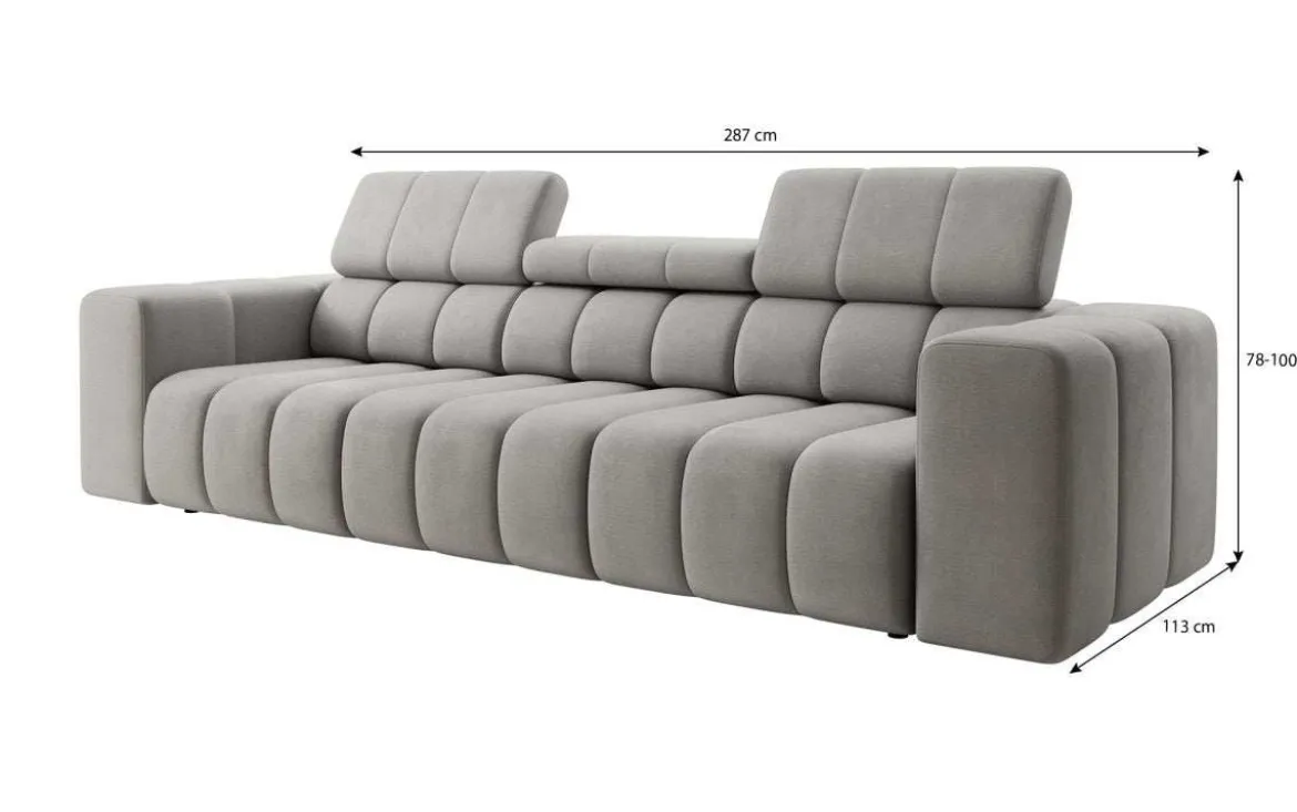 Designer 3er Sofa Aurora mit verstellbaren Kopfstützen