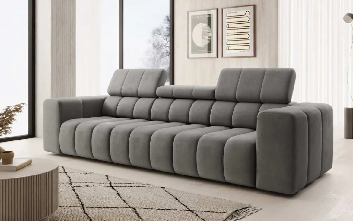 Designer 3er Sofa Aurora mit verstellbaren Kopfstützen